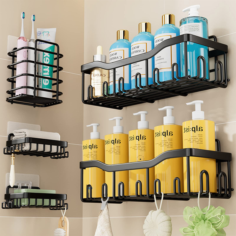 Rack de baño montado en la pared a prueba de polvo para inodoro sin perforación para almacenar artículos de higiene rack de almacenamiento rack de ducha montado en la pared a prueba de óxido