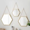 Nordic Iron Art Hexagon Hanging Wall Mirror Bathroom Bathroom Dormitory Mirror Mirror Hanging Wary Washing Table Wall -hung Makeup Mirror