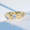 Fashionable golden zirconium, wedding ring, accessory, wish, European style, 14 carat, wholesale