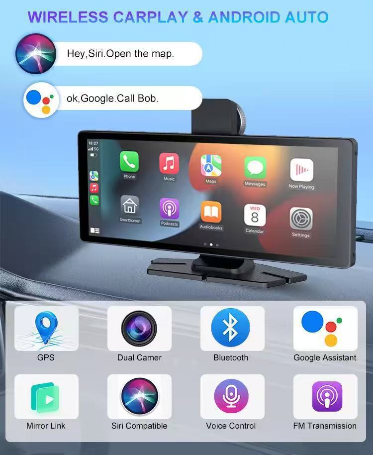 10.26inch Carplay portable screen car mp5 player bluetooth high-definition reversing image smart screen