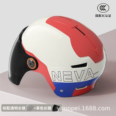 riding half helmet safety helmet — Motosiklet kaskı (dəbilqə) - khaki-neva-flower-transparent-long-mirror-brown-long-mirror