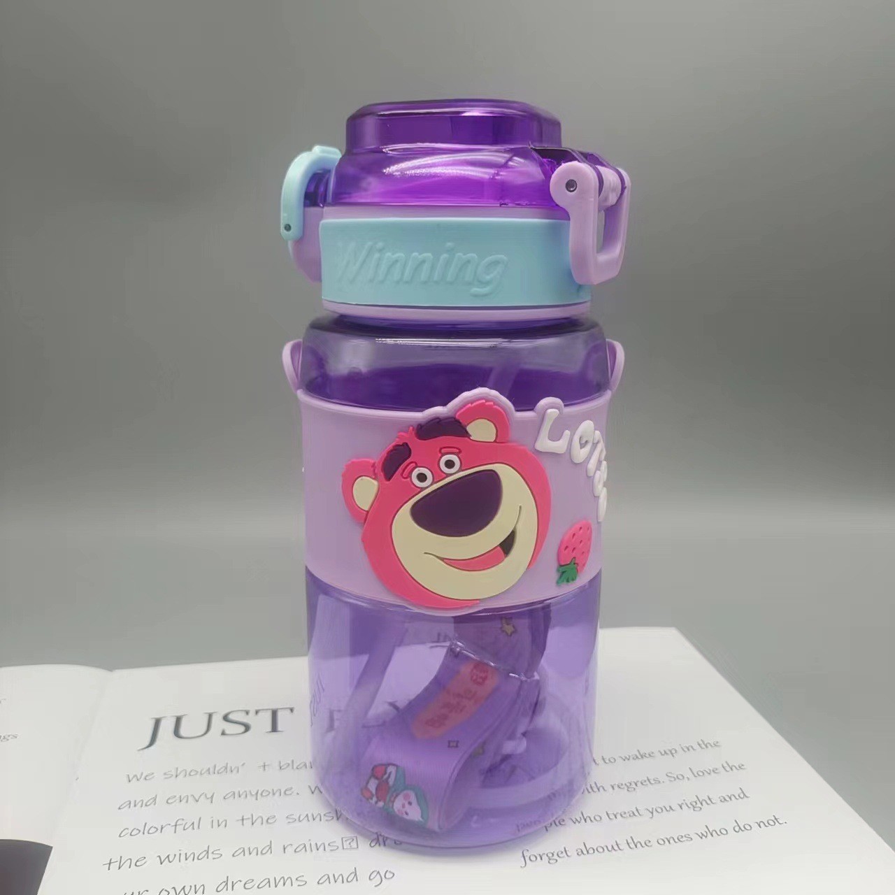 Taza de plástico de dibujos animados para niños - Linda, taza de doble bebida, taza portátil para niños y niñas, taza de pajita de alto valor image 3