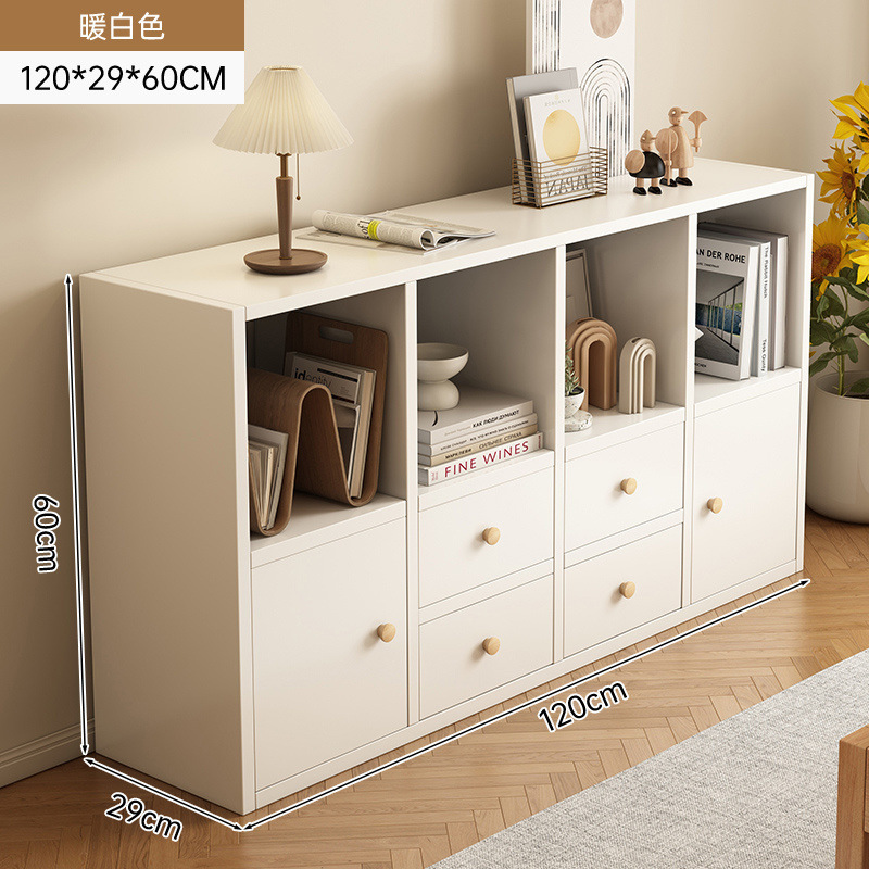 [서랍 4개, 문 2개, 수납공간 8개] 120*29*60cm 웜화이트