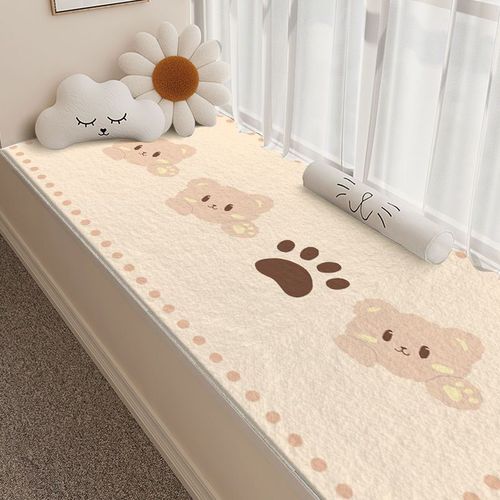 Cartoon Cute Bear Bedroom Room Dividing Cool Carpet Living Room Coffee Table Absorbent Fake Wool Carpet Balcony Non-Slip Bay Window Mat