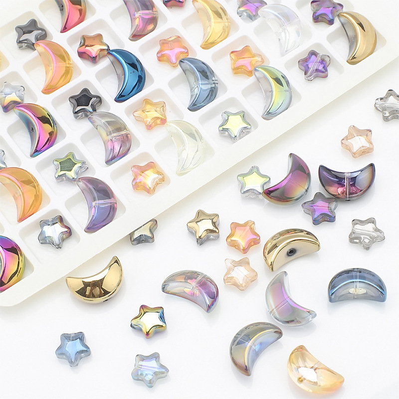 Spot Moon Five-Pointed Star Set Fantasy Colorful Glass Beads Live DIY Bracelet Necklace Jewelry Accessories Wholesale