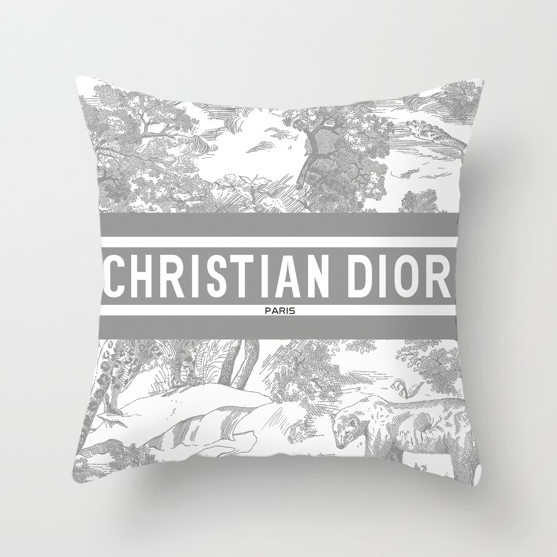 Cross-border AliExpress logo de marca europea y americana logo estilo de lujo ligero estilo cuadrado moda sala de estar sofá funda de almohada de felpa corta