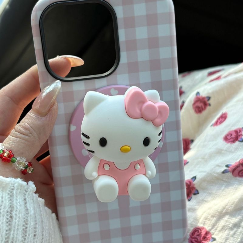 可爱卡通硅胶kitty猫支架适用magsafe磁吸手机壳桌面懒人神器创意|undefined