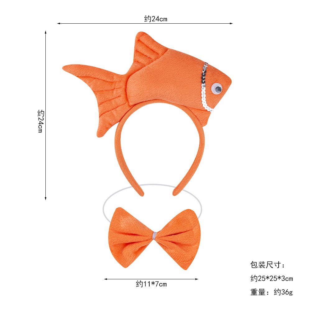 Wansheng rendimiento de la etapa tocado suministros de juego de Navidad peces animales diadema Vida Marina Goldfish diadema