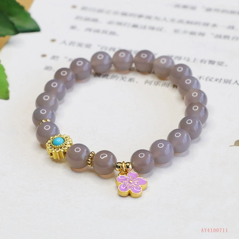爱钰 Organic agate bracelet, chain, flowered, Chinese style, wholesale