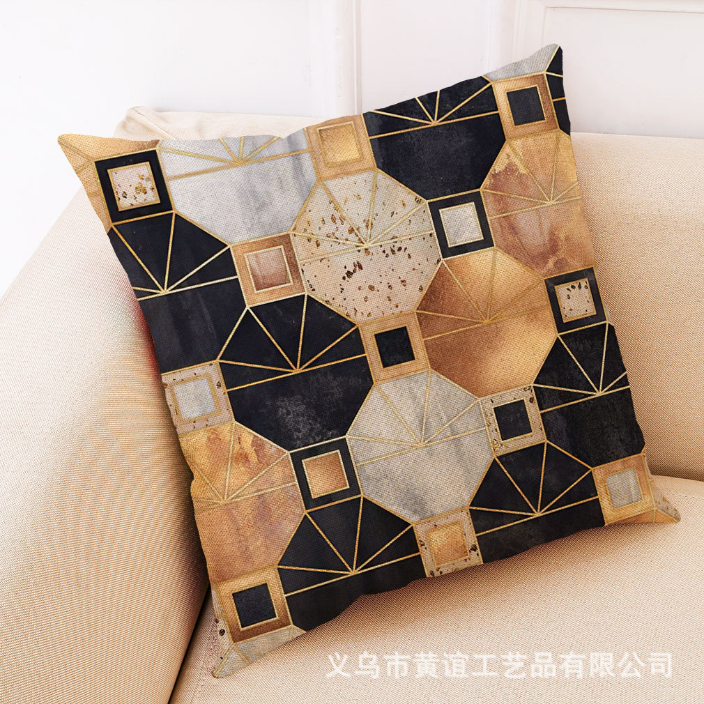 亚马逊 eBay 跨境艺术几何图案棉麻抱枕套 汽车靠垫 午睡抱枕靠垫
