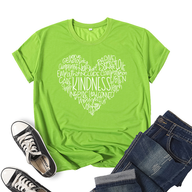 ヨーロッパとアメリカの貿易婦人服 kindness ラブレタープリント Tシャツ半袖アマゾン婦人服夏カジュアル