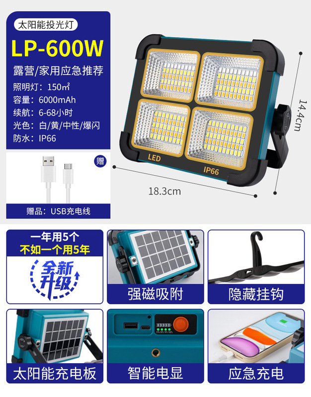 ソーラーライト屋外ライト LED 充電式照明ライト屋台ナイトマーケットライト停電緊急ポータブルワイヤレスキャンプライト|undefined