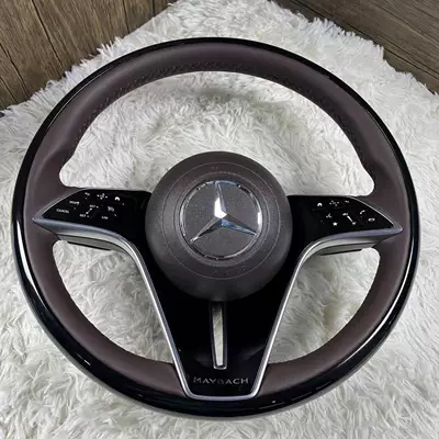 E-Class S-Class S400 S450 original factory: Steering wheel - black-walnut-wood-brownish-purple-nappa-leather