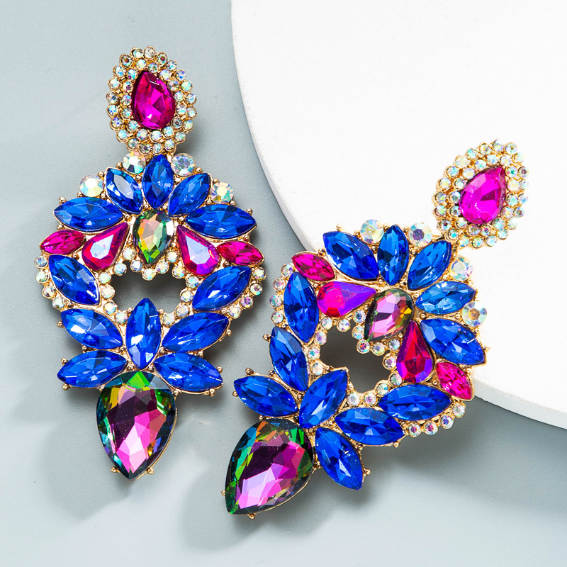 Nihaojewelry Wholesale Jewelry Alloy Colorful Diamond Water Drop Earrings display picture 7