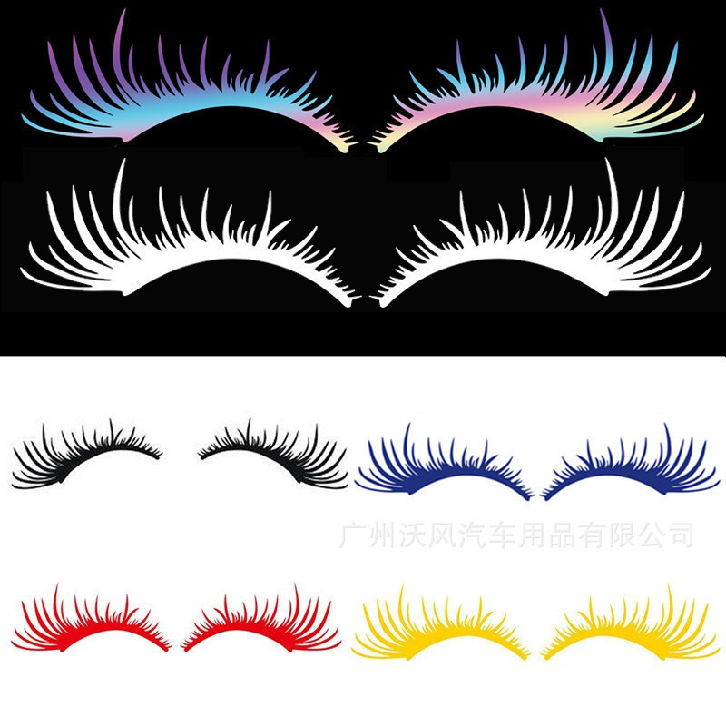 Foreign Trade Car Headlight Eyebrow Stickers Sexy Eyelashes Car Stickers Car Light Decorative Stickers Reflective Personalized Stickers Light Eyebrow Stickers