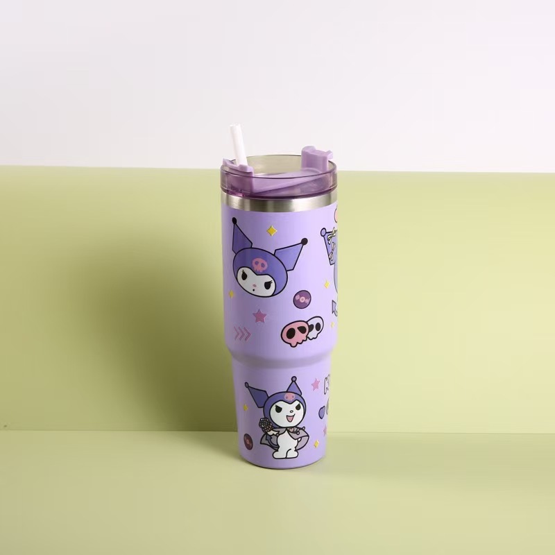 Taza de coche de acero inoxidable 304 explosiva transfronteriza Taza termo con patrón de dibujos animados Taza de hielo de coche linda portátil