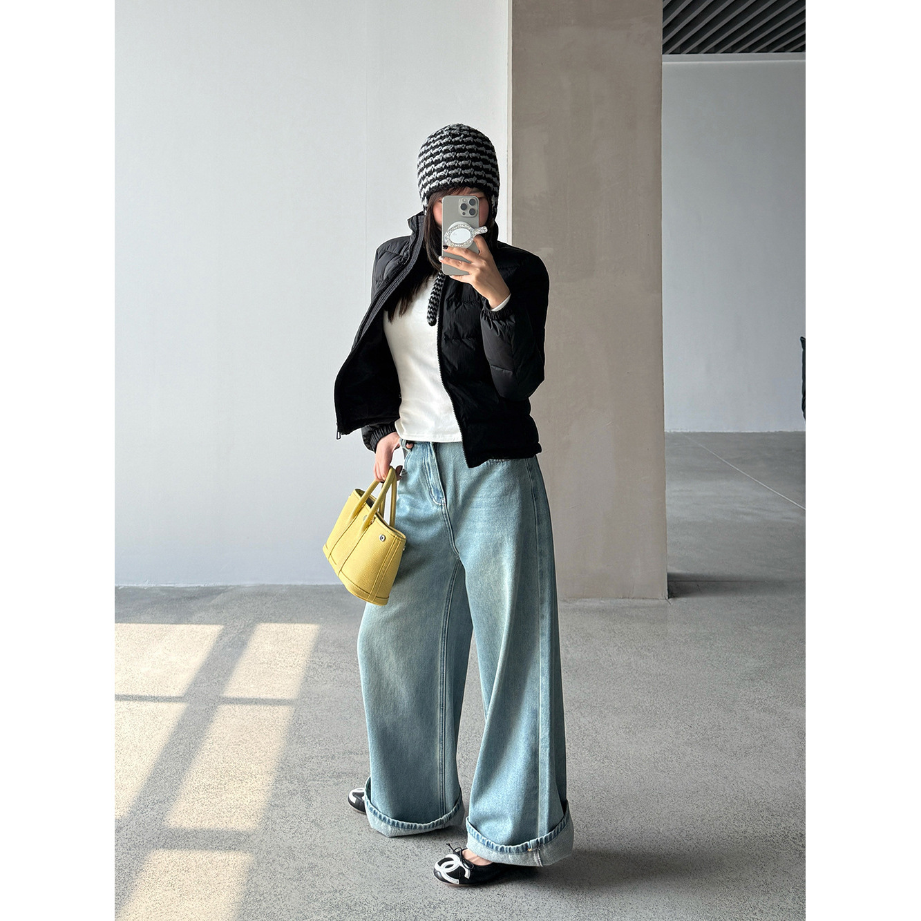 【王琪芝】九分裤小个子加绒垂感牛仔裤女宽松慵懒百搭高腰WQ039