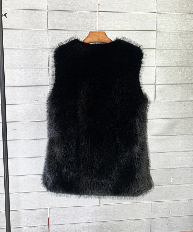 Damen Kunstpelzweste Mittellang Warme Winterweste Für Damen_voghion.com