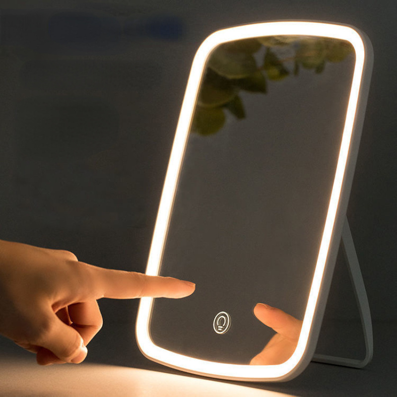 Espejo Cosmético LED Plegable, Recargable y Portátil