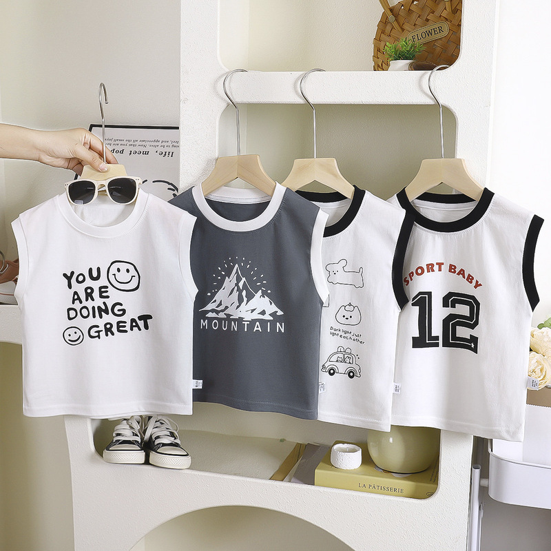 Children's vest summer new boys cotton sleeveless top baby loose T-shirt thin summer children's clothing wholesale Children's vest summer new boys cotton sleeveless top baby loose T-shirt thin summer children's clothing wholesale
