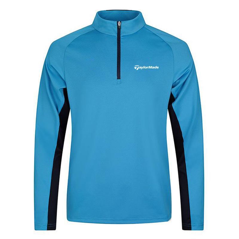Autumn and Winter Men's Golf Clothing Long-Sleeved T-Shirt Contrasting Color Quick-Drying Sweat-Absorbent Breathable Half-Zip Warm Sports Jersey