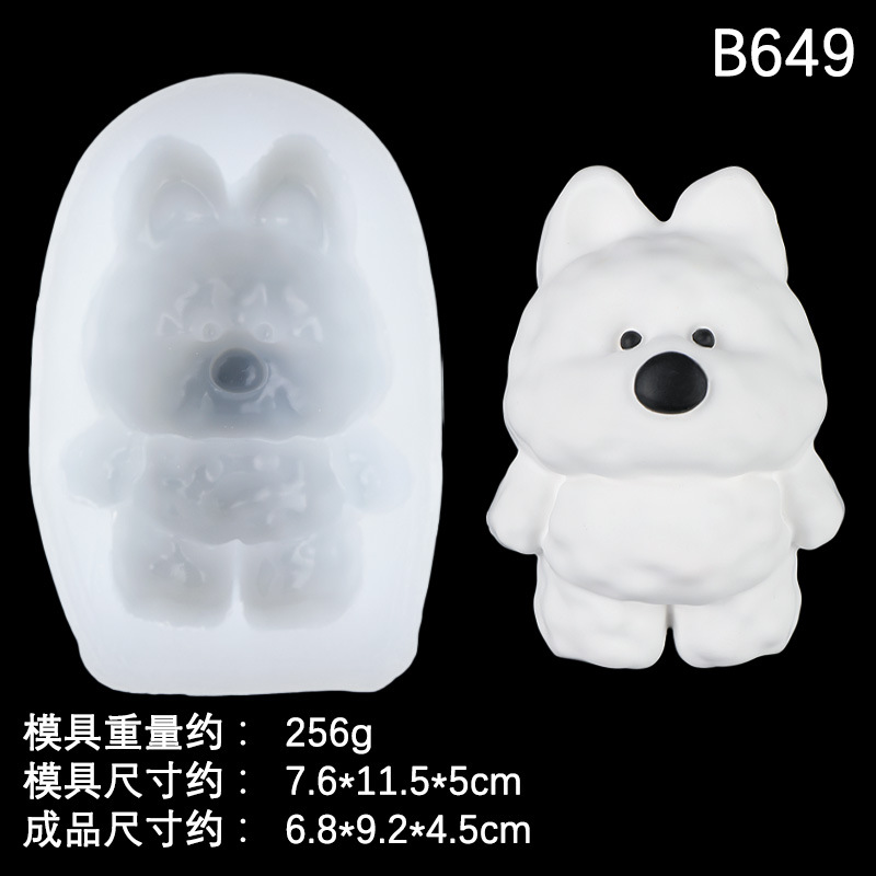 Molde de silicona en forma de West Highland de bricolaje, anillo de natación de oso de mantequilla, amasado, molde de decoración de yeso de goteo