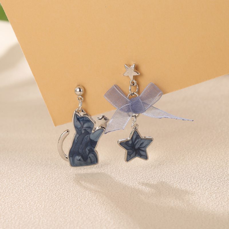 1 Pair Cute Cat Enamel Alloy Drop Earrings display picture 2