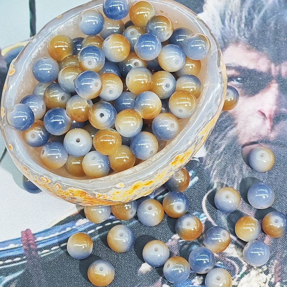 10mm de dos colores de gradiente de perlas de vidrio collar pulsera hecha a mano DIY pulsera cuentas redondas accesorios al por mayor