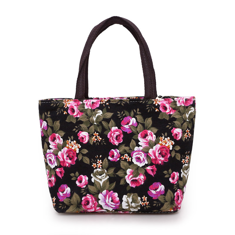 Nueva moda casual bolso de la momia impresión rosa estilo occidental bolsa de lona de mediana edad y ancianos bolsa de viaje portátil