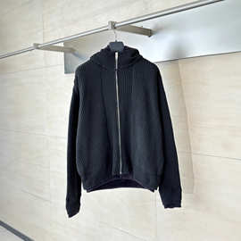 跨境正确版本.巴黎B家25SS 假两件拼接拉链开衫毛衣 男女时尚同款
