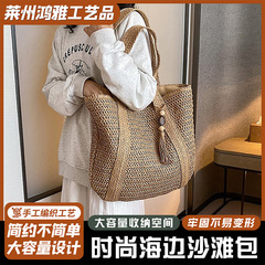 爆発金クロスボーダー海辺ビーチバッグシンプル大容量軽量編みバケツバッグ草ファッション手提げショルダーバッグ