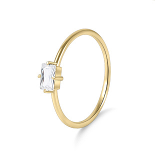 Korean style simple small plain ring finger ring inlaid square cultivation diamond ring s925 silver niche design jewelry