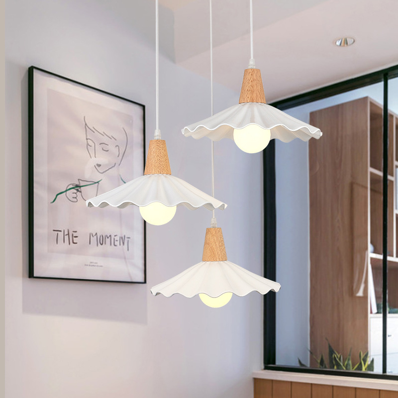Lámpara de comedor de madera nórdica de tres cabezas mesa de comedor lámpara de Bar simple estilo japonés moderno estilo tranquilo dormitorio creativo pequeño