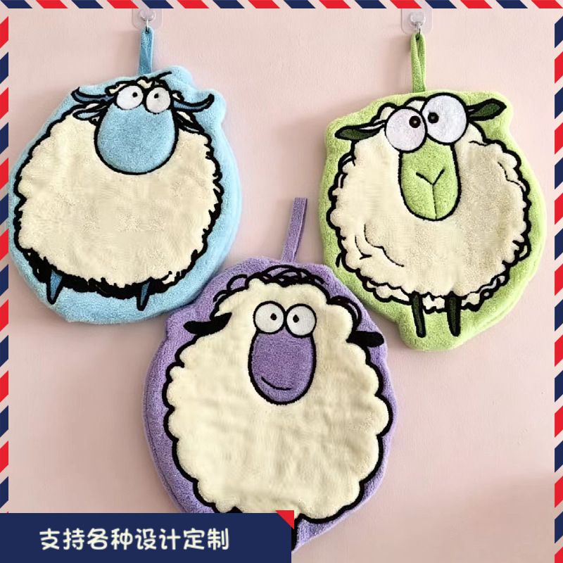 New Shaun the Sheep Hand Towel, Thickened and Absorbent, Hanging Type, Cartoon Soft Coral Fleece for Kitchen and Bathroom New Shaun the Sheep Hand Towel, Thickened and Absorbent, Hanging Type, Cartoon Soft Coral Fleece for Kitchen and Bathroom