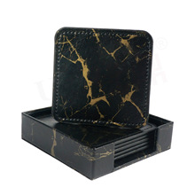 双面皮革圆角方形杯垫防滑隔热 办公用品礼品  跨境专供