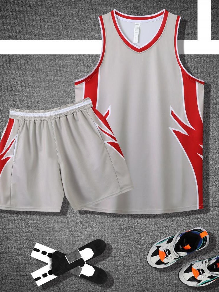 Nuevo juego de ropa de baloncesto infantil mayorista adulto hombre y mujer ropa de baloncesto de secado rápido impresa entrenamiento juego de deportes 1025