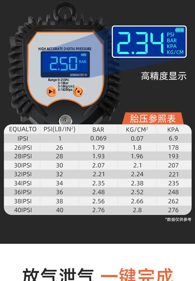 Suitable for high-precision digital tire pressure gauges with inflation function, tire inflating gauges, and electronic tire pressure guns