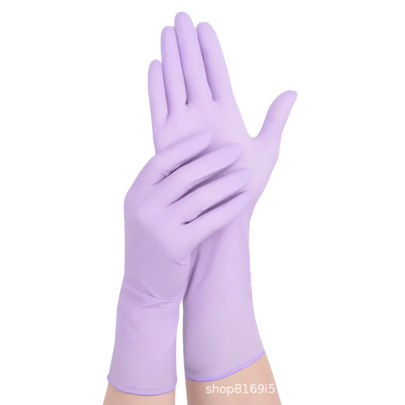 Gants en nitrile violets extra épais, longueur étendue, 30 unités - Taille S