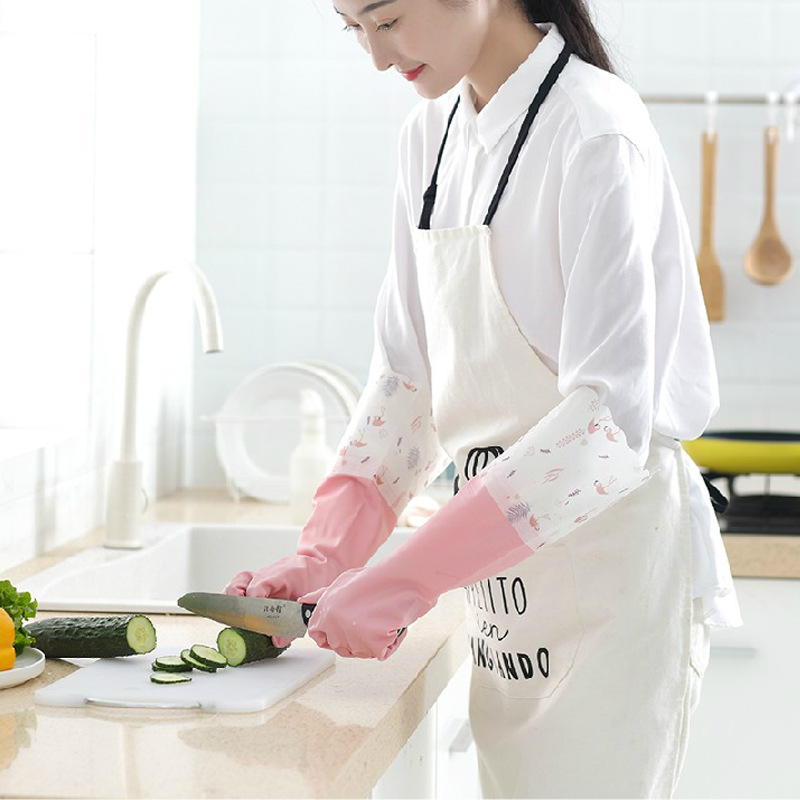 홈 방수 세척 장갑 넓은 입 단일 층 따뜻한 고무 장갑 가정용 주방 세탁 내구성 가정용 장갑