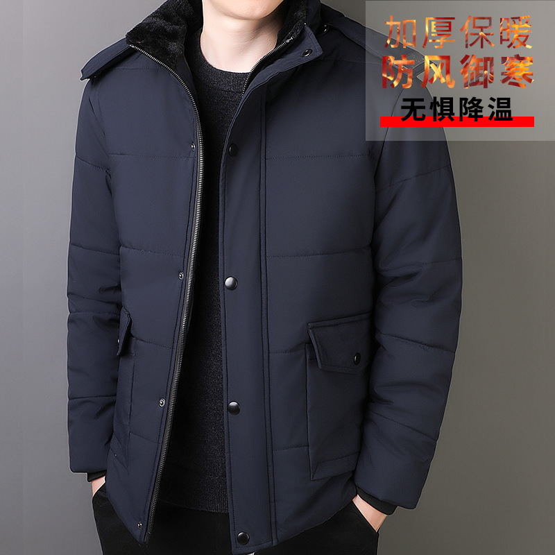 Ropa de algodón de mediana edad extra grande, ropa de hombre, ropa de invierno, ropa de algodón de terciopelo, abrigo grueso, chaqueta de algodón caliente, abuelo
