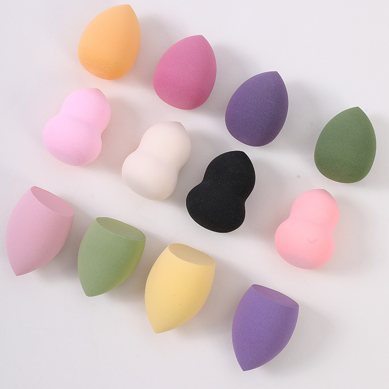 Esponja de maquillaje, envasada individualmente, esponja de maquillaje sin látex, de doble uso en seco y húmedo, con forma de gota de agua, esponja de maquillaje con forma de calabaza.