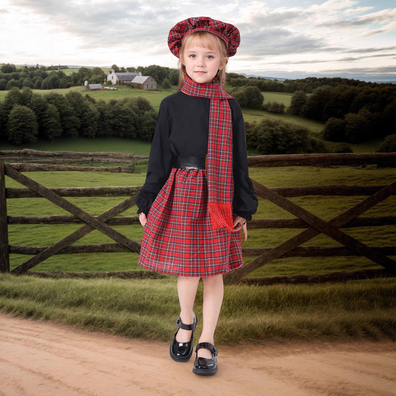 Cross-Border Children's Ethnic Exotic Party Girl Dress Costume Scottish Stage Performance Graduation Outfit Cross-Border Children's Ethnic Exotic Party Girl Dress Costume Scottish Stage Performance Graduation Outfit