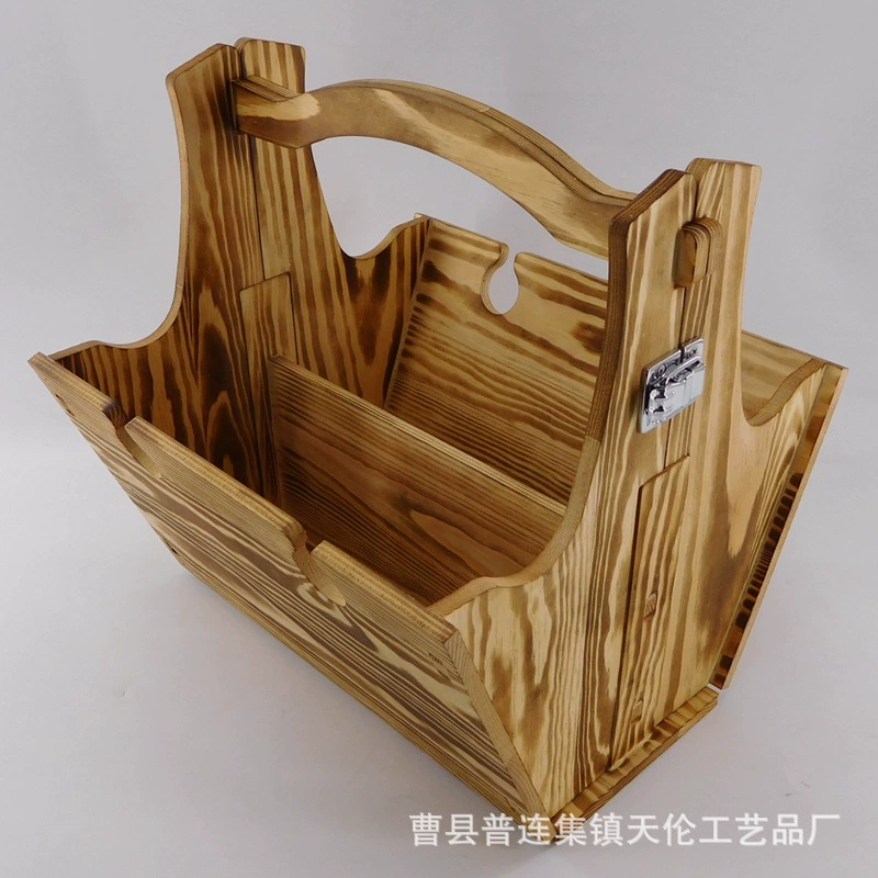 Складной деревянный походный стол для кемпинга на открытом воздухе, креативная портативная деревянная корзина, разборный стол для пикника, держатель для бокалов