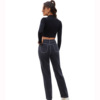 Brand fashionable black denim demi-season trousers, 2021 collection, Amazon, suitable for import, European style, high waist, loose straight fit