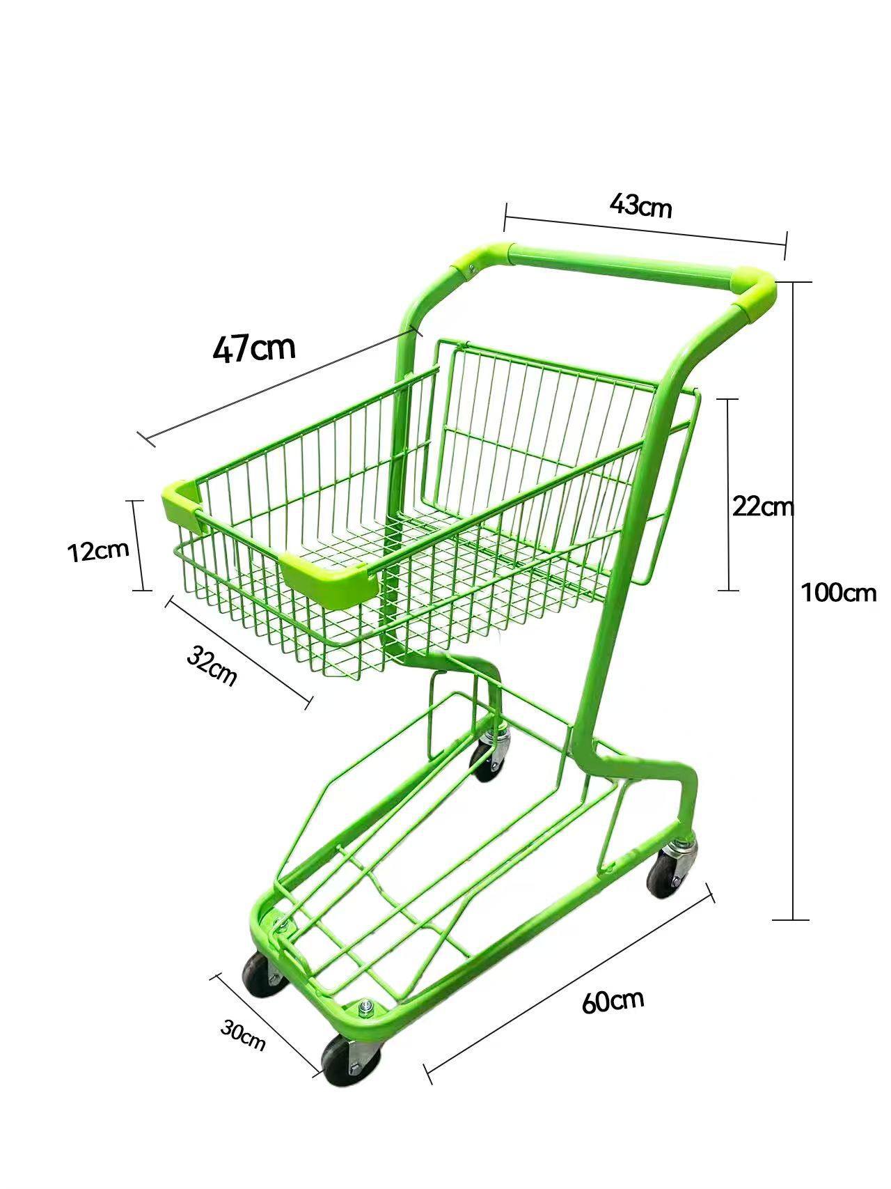 Supermercados multifuncionales agarran carritos de muñecas, centros comerciales de dos pisos, carritos de compras, puestos rojos de la red, carritos domésticos