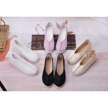 纯色复古汉服鞋平底简约布鞋中式麻鞋透气老北京休闲单鞋古风国风