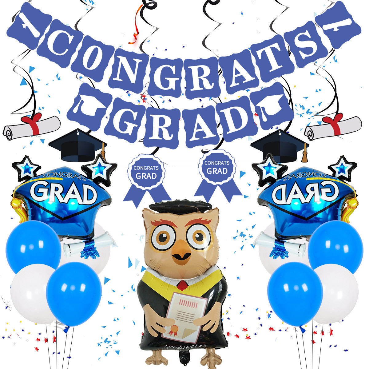 Ceremonia de la temporada de graduación Decoración del ambiente Temporada de graduación Globos Certificado de graduación Decoración de la escena del aula Conjunto de globos Personalización