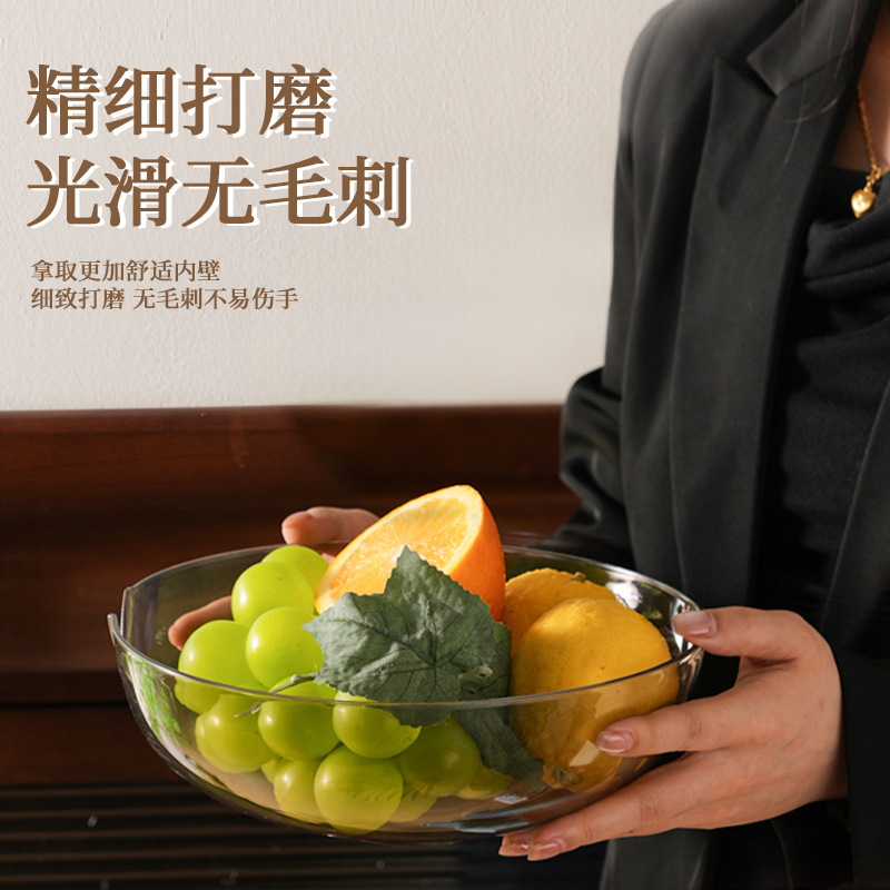 高脚木纹水果盘客厅家用新款高颜值茶几果盘轻奢风沥水托盘干果盘|undefined