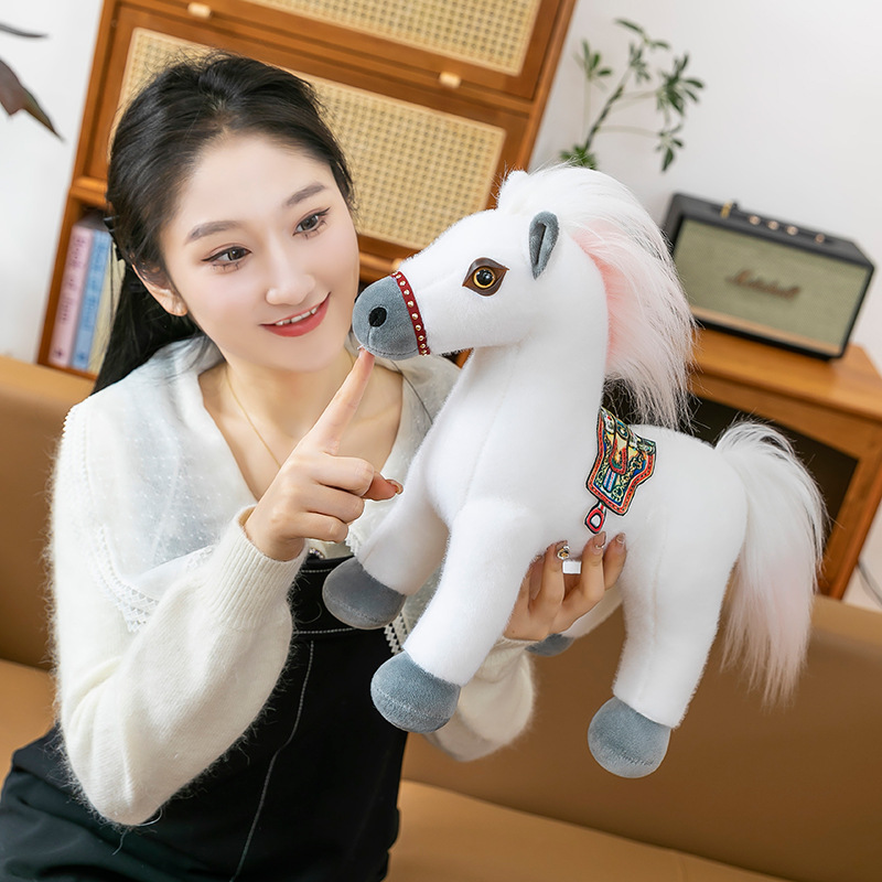 Cute simulación de caballo sudor muñeca de peluche muñeca de tela de caballo de miles de muñecas de zoo