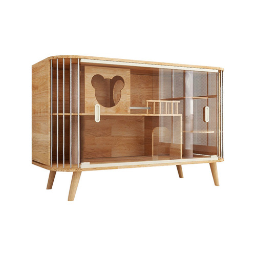 Mengzhu New Cat Cabinet Solid Wood Indoor Cat Villa Shared TV Cabinet for People and Pets Double-layer Cat Cage Cat House Display Cabinet